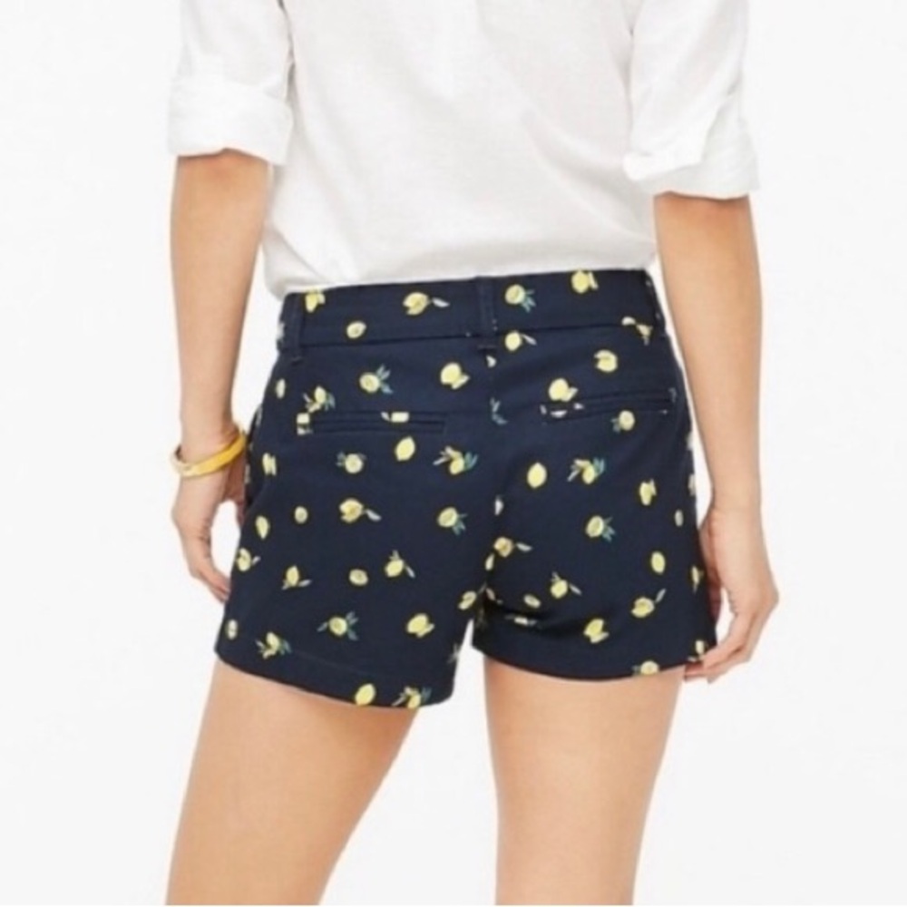 J. Crew Navy Shorts with Yellow Lemon Print